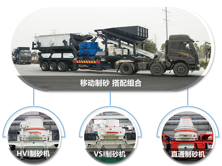 移動破碎站可搭配的制砂機(jī)，HVI制砂機(jī)，VSI制砂機(jī)，直通沖擊式制砂機(jī)