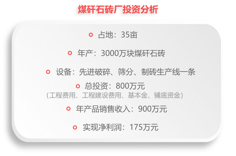 煤矸石磚廠投資分析，利潤一覽表